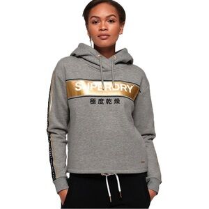 SUPERDRY Gray and Gold Hoodie